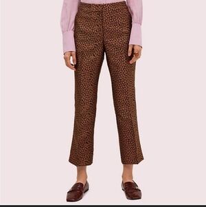 Kate Spade New York Flora Leopard Jacquard Crop Trousers, Sz 8